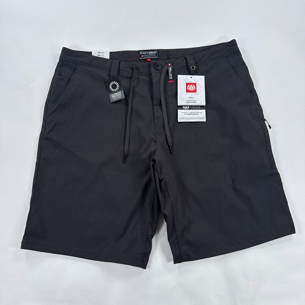 686 Mens Everywhere Hybrid Short 38 Charcoal Grey Relaxed Fit DWR Technical
